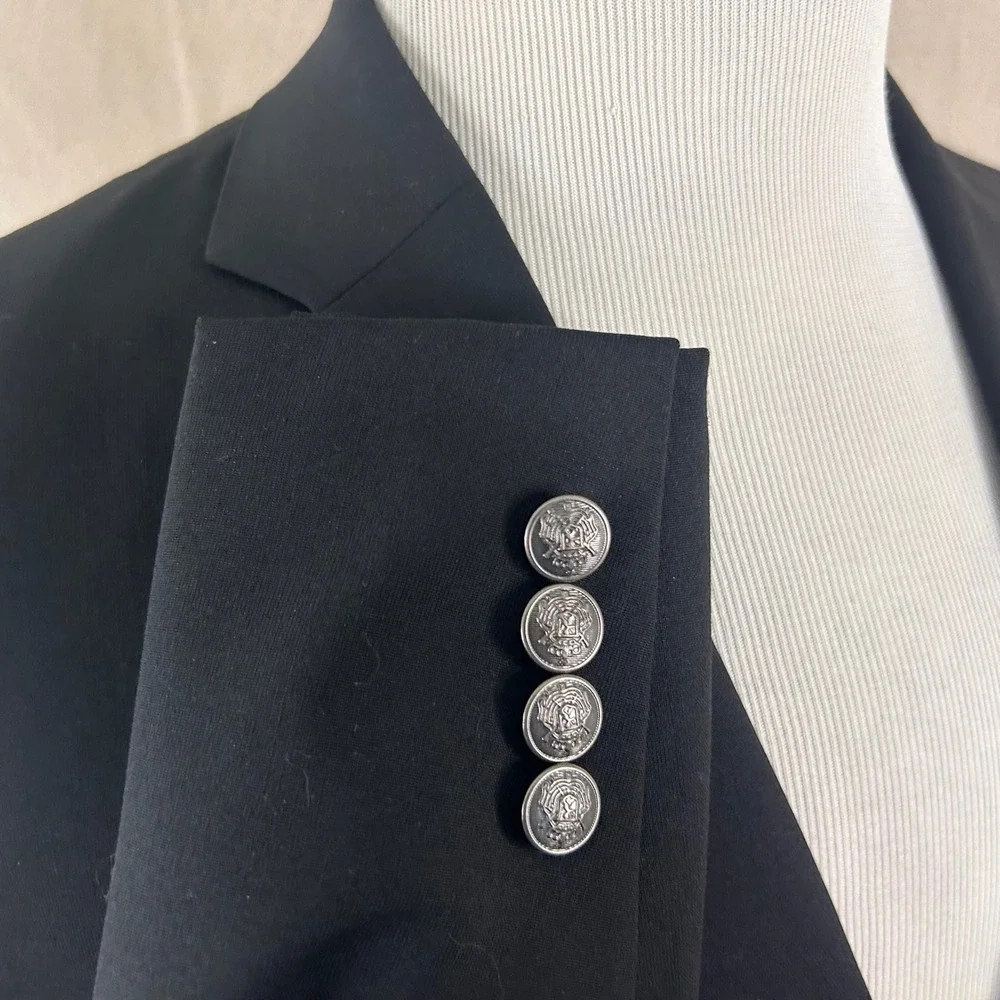 Michael Kors 46R Blazer Wool Blend Black Silver Two Button Lined Vented Formal
